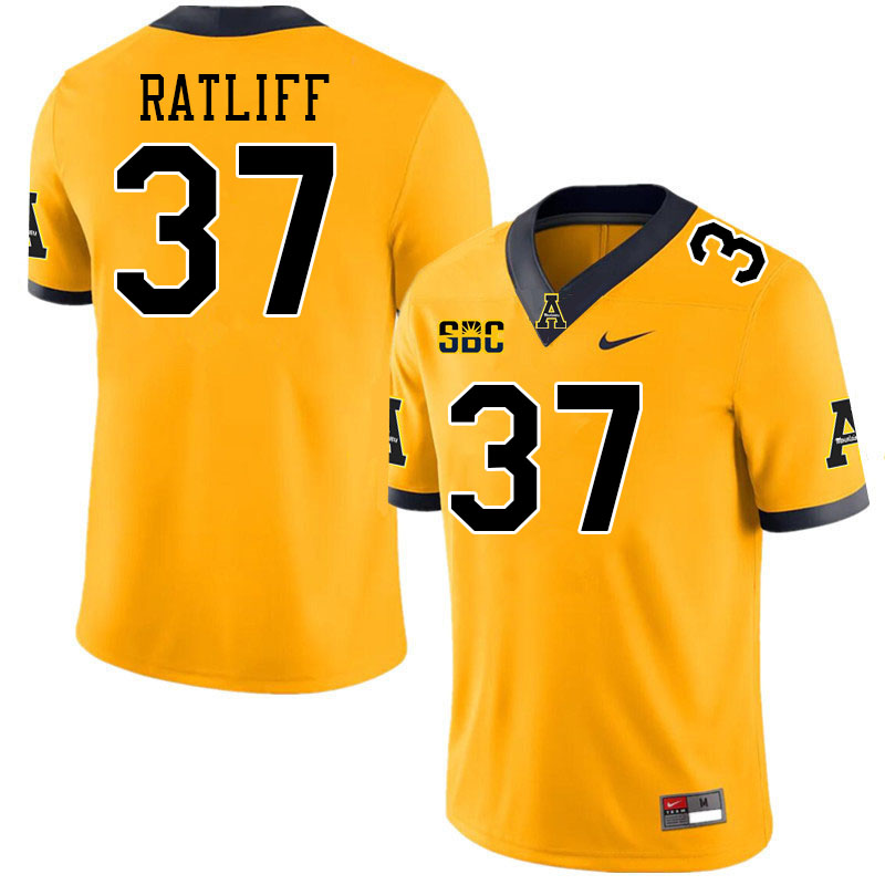 Appalachian State Mountaineers #37 Ian Ratliff College Football Jerseys Stitched-Gold